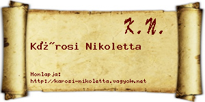 Károsi Nikoletta névjegykártya